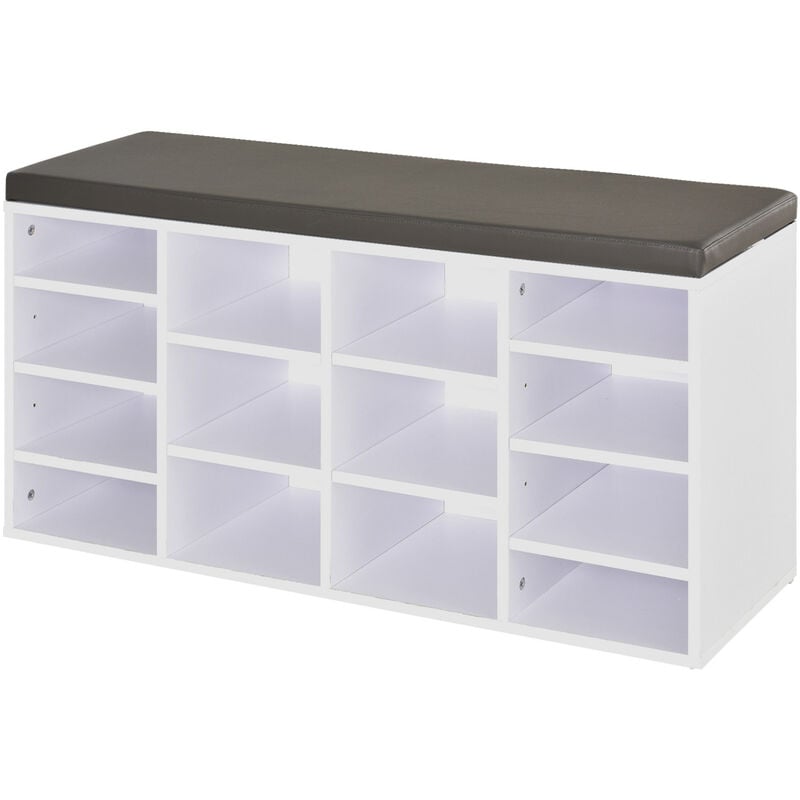 Multi-Storage Shoe Rack w/ 14 Compartments Cushion Moving Shelves for Home White