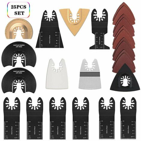 Multi-Tool-Sägeblatt-Zubehör-Kit, 25-teiliges oszillierendes Multi-Tool-Zubehör, Säbelsägeblatt für Fein Multimaster, Dremel, Bosch, Makita, Dewalt und mehr