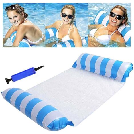 Multi Usage Flottantes Hamac, Flotteur Gonflable Piscine 4 -en-1Flottant de inclinable Flotteur Hamac Hamac d'eau Multi-Usage Pliable Flottantes Hamac Portable Flotteur Ultraléger (Bleu)
