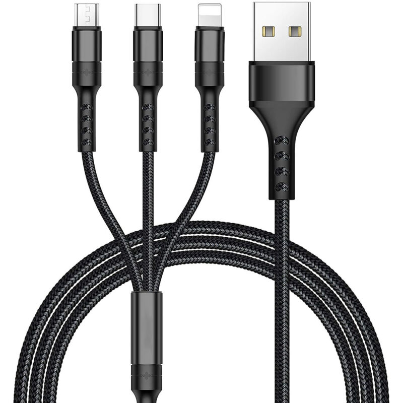 Tinor Multi Usb Cable, 3 In 1 Multi Usb Charger Nylon Braided Cable With Micro Usb Type C Connectors For Samsung Galaxy S10/s9/s8, huawei P30/p20, honor,
