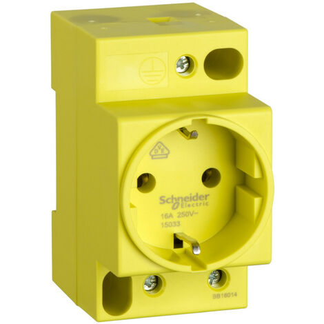 Multi9 - Prise rail din schuko jaune 250v 16a 2p t (15033)
