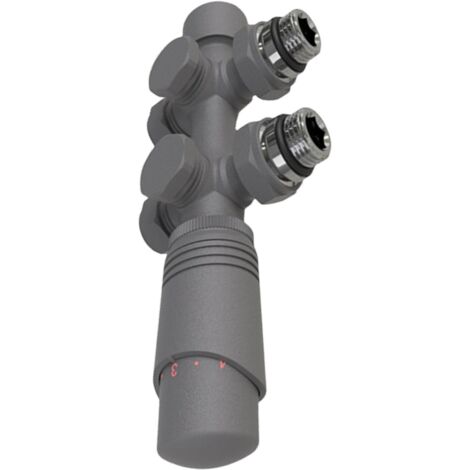 Multiblocks-Anschlussset für Thermostatheizkörper, Winkelform für Badezimmer, Heizungszubehör, Anthrazit, G1/2
