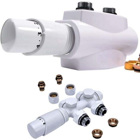 Multibloque con termostato, bloque de válvulas angulares y racor de paso para radiadores de baño, conexión central, válvula, accesorios de calefacción, cabezal termostático, M30x1,5, 50 mm