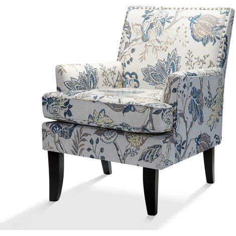 Multicolor Sessel für das Wohnzimmer Bequemer Beistellstuhl mit gepolstertem Kissen und Holzbein für Aufenthaltsraum