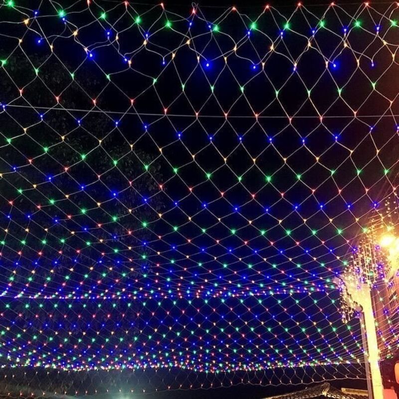 (multicolore - 6x4m)Filet Rideau Lumineux Extérieur 6 x 4m Guirlande lumineuse avec 8 modes pour Noël, Halloween, Jardin, Mariage, Multicolore