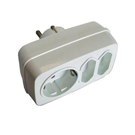 Multiconnecteur Mixte Triple : 2 X 2p (10 A) + 2p + T (16 A) 250 V Blanc (sous Film Rétractable)