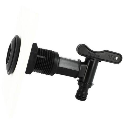 Multicuves – Passe-paroi auto-étanche mâle 1'' – femelle 3/4'' – robinet PEHD pour récupérateurs d'eau – installation simple sans accès intérieur