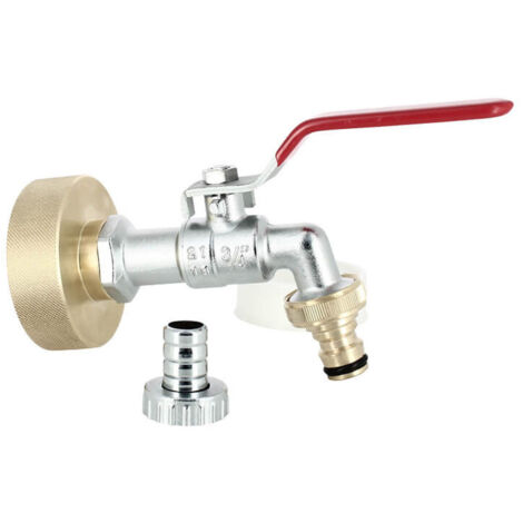 Multicuves – Raccord cuve S60X6 laiton – Robinet à boisseau sphérique 15 mm avec nez dévissable 20x27 – Compatible cuves 1000L