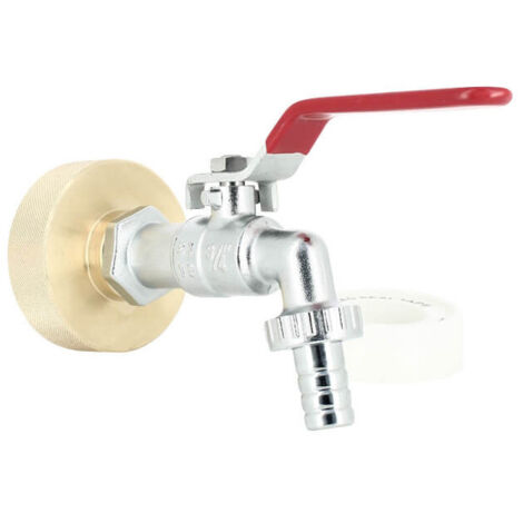 Multicuves – Raccord S60X6 laiton pour cuve à eau 1000L – Robinet à boisseau sphérique 15 mm – Nez dévissable avec brise jet démontable
