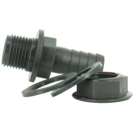 Multicuves – Trop-plein cuve eau 1000L – Raccord mâle 1/2'' – Embout droit Ø 15 mm pour cuve plastique – Installation facile avec écrou et joints