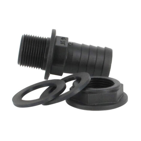 Multicuves – Trop-plein cuve eau 1000L – Embout droit Ø 25 mm – Raccord mâle 3/4'' pour évacuation – Joints inclus pour étanchéité