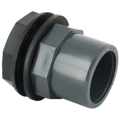 Multicuves – Trop-plein cuve eau 1000L – Sortie PVC 40/50 mm – Entrée filetée mâle 1''1/2 Pas gaz – Perçage 48 mm pour installation facile