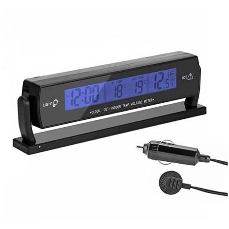 Multifonction Numérique Voiture Auto Tension Alarme Horloge avec Température Intérie/Extérie Thermomètre Affichage LCD Batterie Tension Monit Détect De Compt