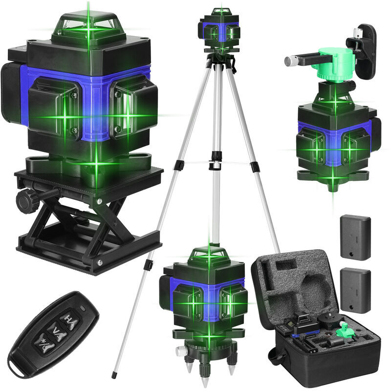 Multifonctionnel 4D 16 Lignes Niveau Laser 3° Machine Auto-Nivellante Outil de Nivellement de Batterie au Lithium Rechargeable USB avec 1.5M Hauteurs