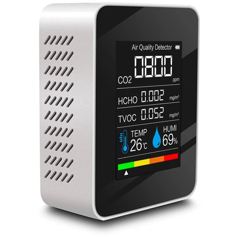 Multifonctionnel 5 en 1 CO2 mètre numérique température humidité capteur testeur dioxyde de carbone tvoc hcho détecteur moniteur de qualité de l'air
