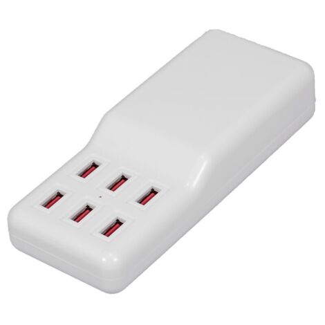 Multifonctionnel Dock De Charge De Telephone Avec 6 Ports Usb Chargeur Apple Telephone Android Ipad Appareil Photo Numerique Dock De Charge Pour Home Office Eu Plug, Blanc, Prise Ue
