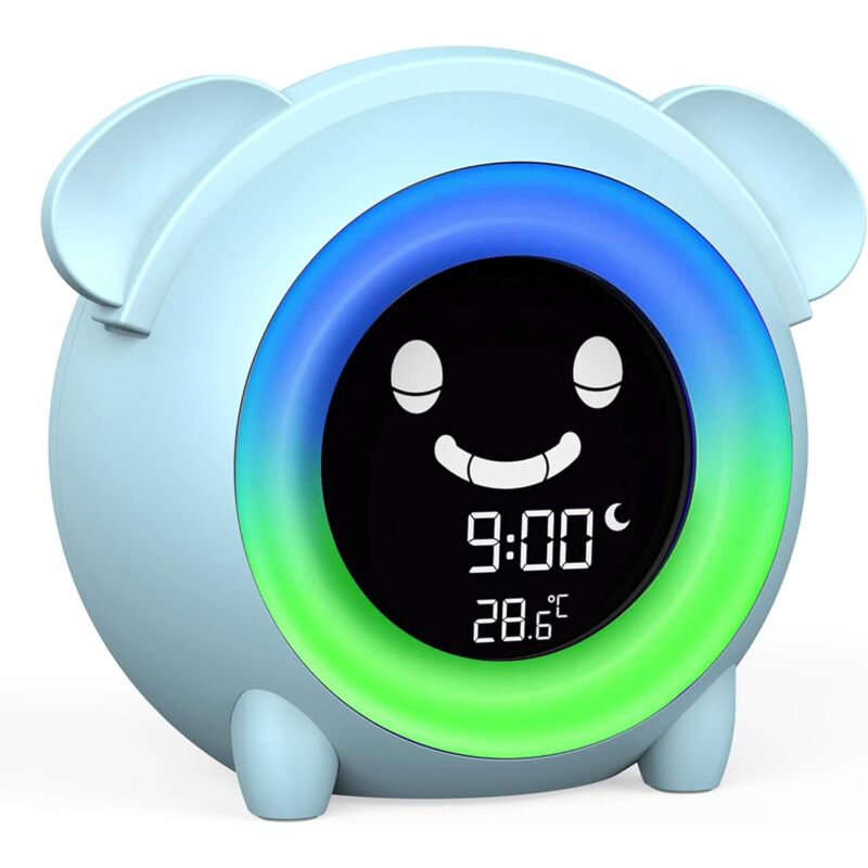 Sunxury - Réveil pour enfants, horloge d'apprentissage du sommeil pour tout-petits avec veilleuse, machine à sons pour le sommeil, minuteur de
