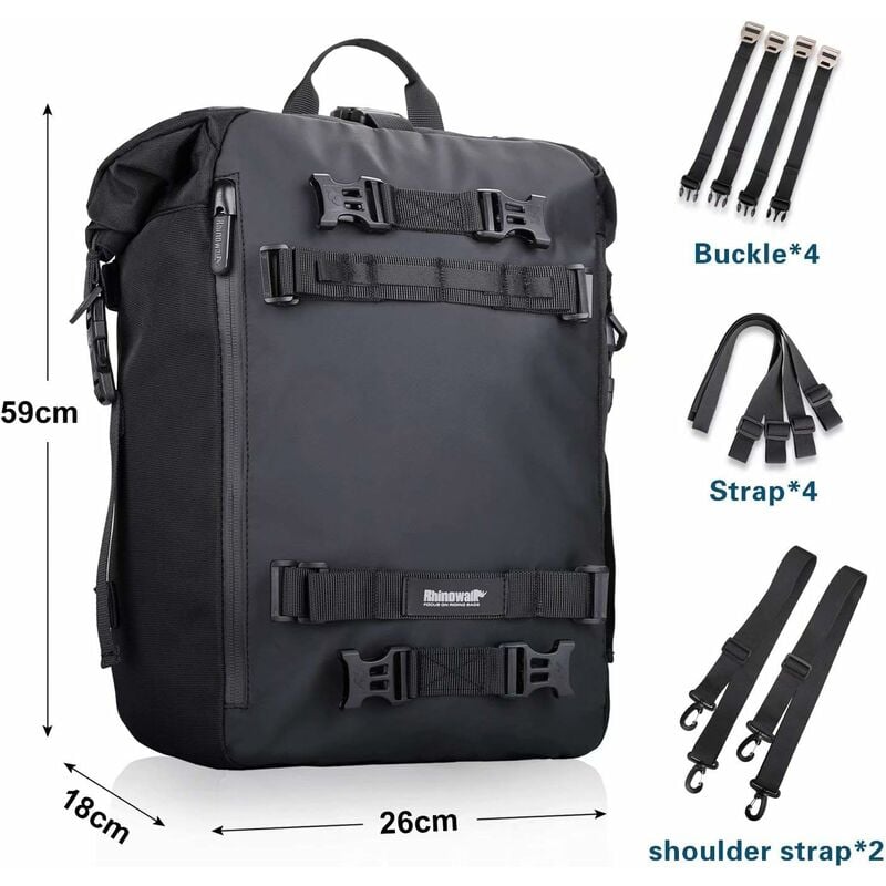 Fei Yu - Multifonctionnel sac de moto moto bagages 20L moto sacoches de selle sacs porte-bagages sac arrière Noir
