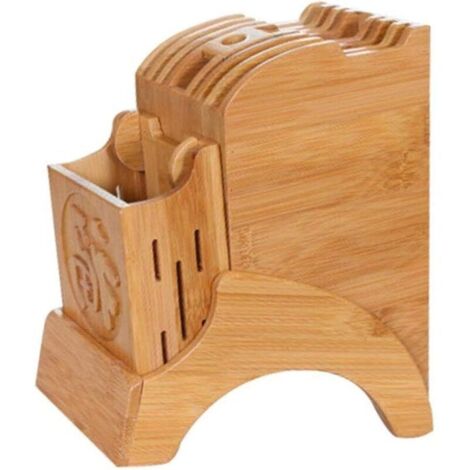 Multifonctionnel Support de Rangement de Cuisine - Bloc de Couteaux de Cuisine en Bambou Porte-Couteaux avec Support pour Une organisé et rangé Couteau de Cuisine