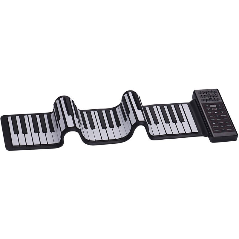 

Happyshopping - Multifuncion Portatil Electrico 61 Teclas Piano enrollable a mano Teclado de piano de silicona flexible Altavoz incorporado Bateria