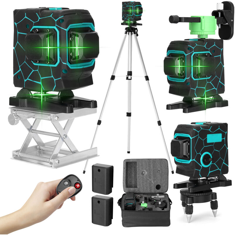 

Asupermall - Multifuncional 3D 12 lineas de laser de nivel de herramientas vertical con lineas horizontales Funcion 3 ° autonivelante con 1,5 M de 3