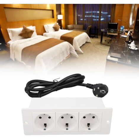 Multifuncional: Regleta de pared con cable de 16 A, enchufe plug-and-play, 3 tomas, montaje empotrado, ignífuga, para PC, escritorio o mesa.