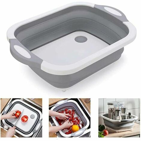 Multifunction Bowl Foldable Cutting Board Portable Kitchen Sink Bowl Camping Basket Kitchen Storage Basket Foldable Plastic Outdoor Kitchen Sink
