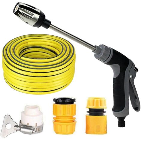 Multifunction Car Wash Sprays Tool with Flexible Hose 3 Adapters Strong ABS Handle Tool for Outdoor Home Garden Cleaning Multicolor