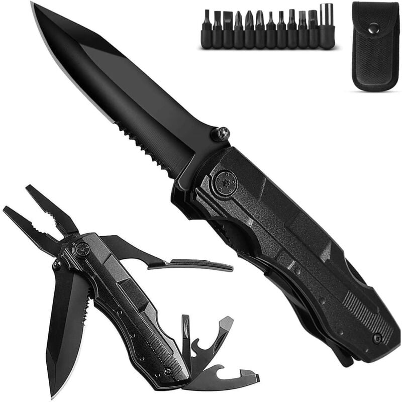 Perle Rare - 5 in 1 Multifunction Knife, Pocket Folding Multifunction Knife with Can Opener, Screwdriver for Outdoor Activities, Camping, Hiking