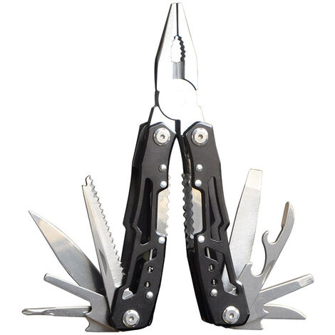 Multifunction Pliers, 14 in 1 Swiss Army Knife Multifunction Pocket Tool, with 11 Screwdriver Bits - Black