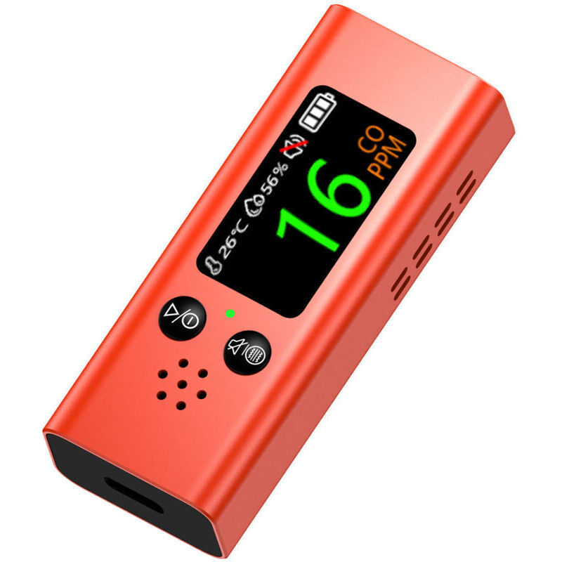 Multifunctional 3-in-1 air quality tester, carbon monoxide detector, temperature and humidity, 0.96-inch TFT screen, Type-C charging interface,