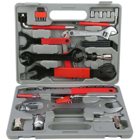 Multifunctional bicycle repair tool kit, 44 pieces with case for all types of bicycles