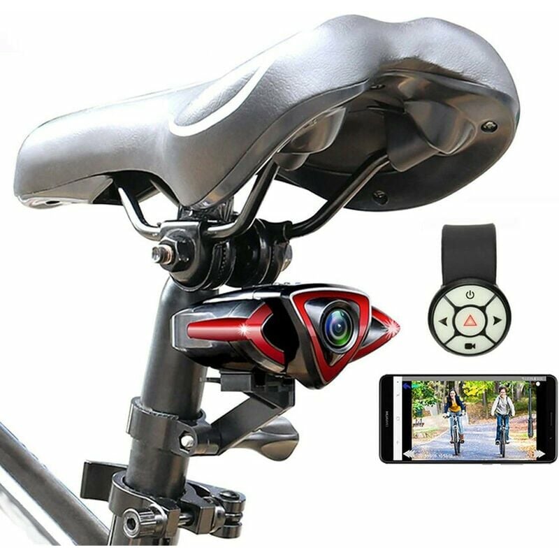 Multifunctional Camera Bike Camera, WiFi Waterproof Front and Rear Bike Video with Phone Holder, led Turn Signal and Warning Lights, Speedo, gps