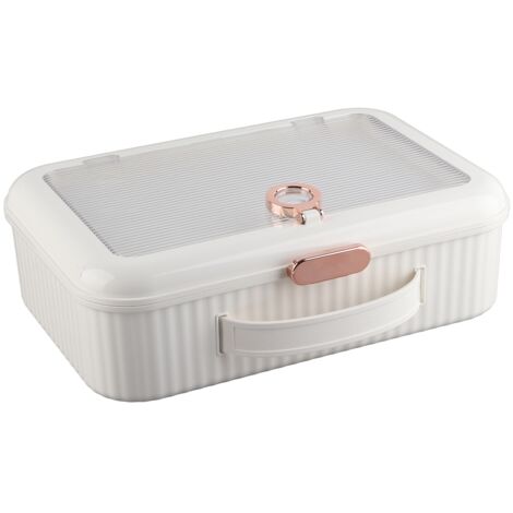 Multifunctional Document Storage Box Large Capacity Two Layer Liner Home Certificate Organizer White