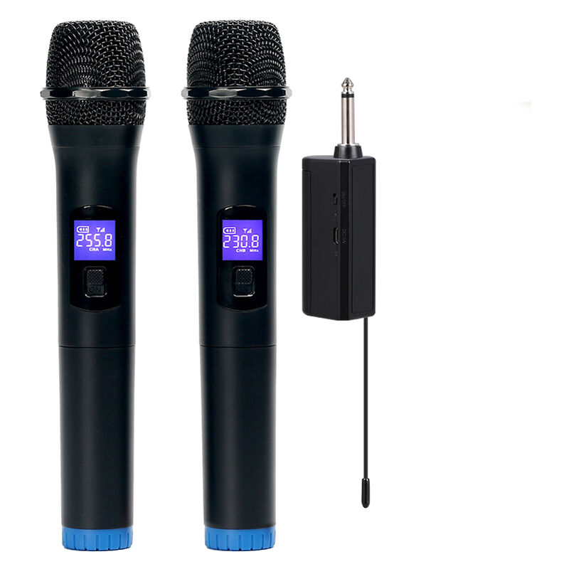 Multifunctional Dual Channel Wireless Microphone Cordless Handheld Mic lcd Display Professional Microphone Set