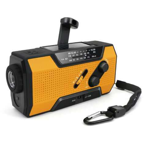 Multifunctional emergency weather radio, 2000 mAh portable power bank, SOS alarm and flashlight for emergency situations, orange