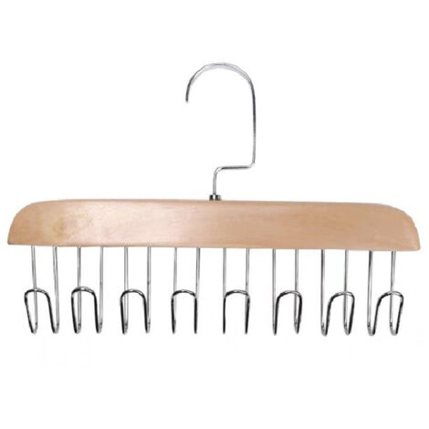 Multifunctional Hanger Punch Free with 8 Hooks Wood and Stainless Steel Cap Holder for Student Dormitory Khaki