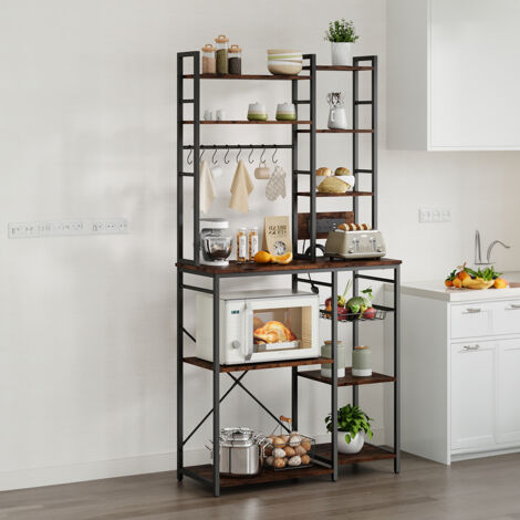 Multifunctional Kitchen Bakers Rack Storage Shelf with Power Sockets