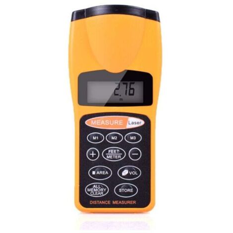Multifunctional LCD Ultrasonic Distance Meter, Measuring Rangefinder with Laser Pointer, Digital Rangefinder for Home Use