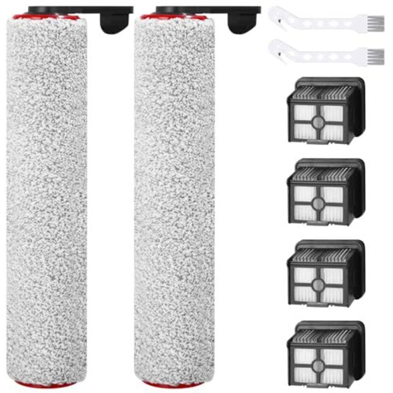 Vacuum Cleaner Filter Kit, Accessories for Dreame H12 Pro Cordless Wet and Dry Vacuum Cleaner, 2pcs Roller Brush + 4pcs Filters + 2pcs Cleaning Brush