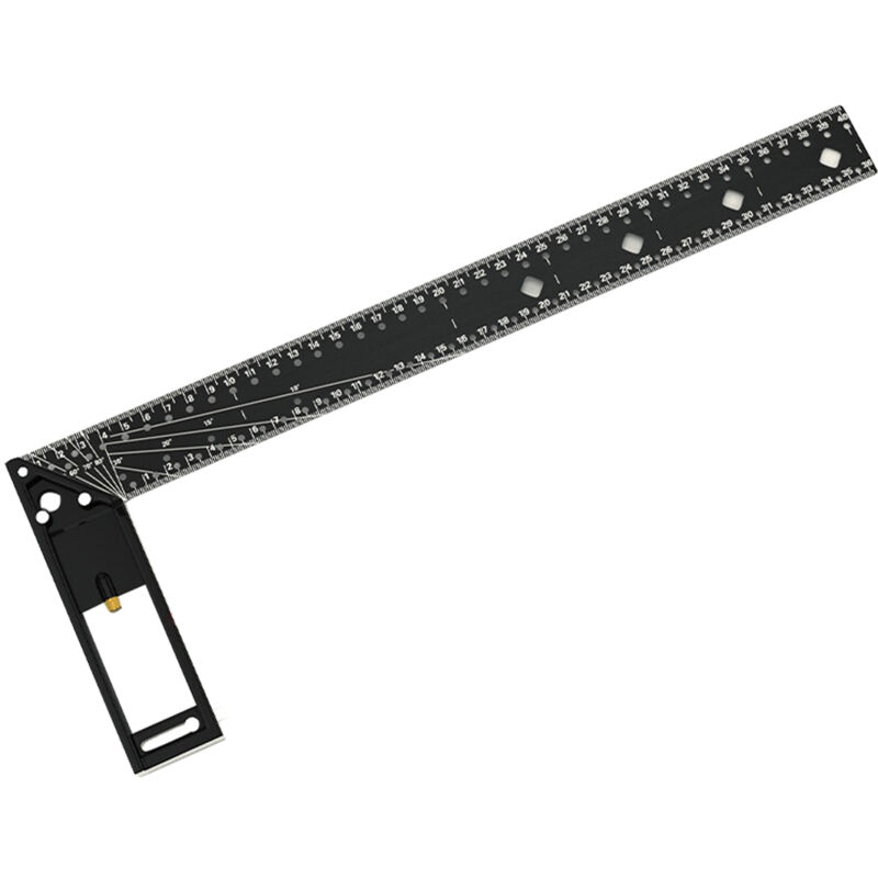 Lifcausal - Multifunctional Right Angle Ruler 90 Degree Multi-Holes High Carbon Steel Angle Ruler Woodworking Lines Drawing Ruler High Positioning
