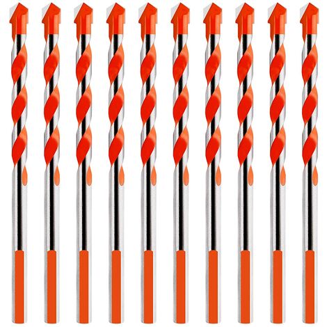 Multifunctional Triangle Alloy Masonry Drill Bit Set for Tile Concrete Brick Glass Plastic Marble 6mm Orange 10 Pieces-betterlife