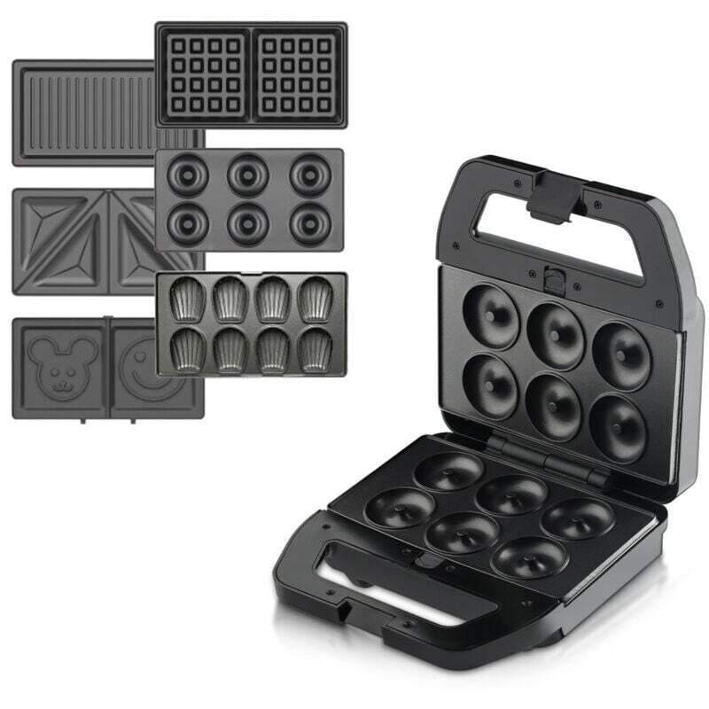 Multifunctional Waffle Maker, 6-in-1 Multifunctional Sandwich Maker with High Power of 800W, Black