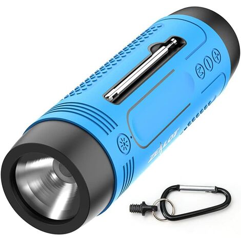 Multifunktion Bluetooth Lautsprecher mit Taschenlampe Radio Power Bank Klein Tragbar IPX5 Wasserdicht Bluetooth 5.0 Speaker Unterstützt USB TF Karte AUX FM für Outdoor Fahrrad Camping Sport Blau