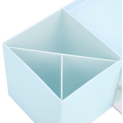 Multifunktionale Aufbewahrungsbox für Zuhause oder Büro mit transparenten Schubladen, blauer ABS-Kunststoff, 17,5 x 9 x 9 cm – organisierte Aufbewahrung für Kosmetikartikel und Schreibwaren