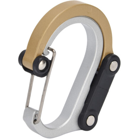 Multifunktionale D-Klemme aus Aluminiumlegierung für Kinderwagen, Wandern und Camping – Gold