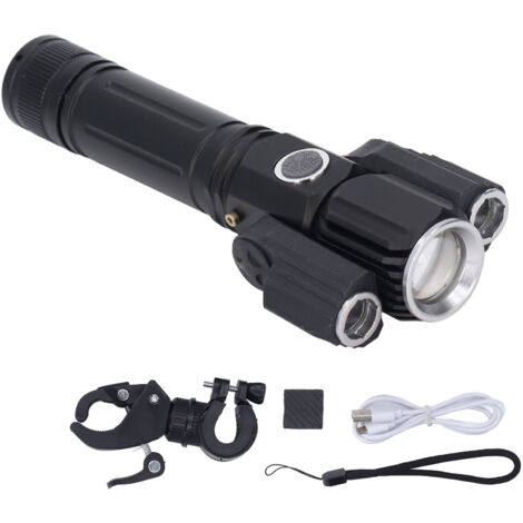 Multifunktionale Dreifach-Taschenlampe aus Aluminiumlegierung und ABS, 2600 mAh, USB-aufladbar, in Flugzeugform, mit Ständer für Outdoor-Abenteuer und Radfahren