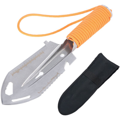 Multifunktionale Edelstahl-Wanderspaten für Gartenarbeit und Outdoor-Aktivitäten, Orange