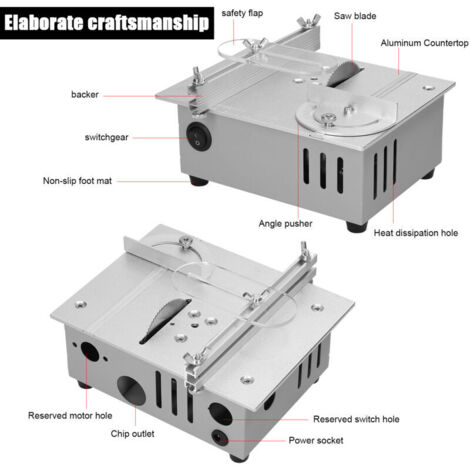 Multifunktionale elektrische Tischkreissäge (96 W), kleine Heimwerker-Säge mit einstellbarer Sägeblatthöhe, Holzbearbeitungsmaschine