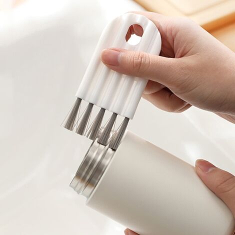 Multifunktionale, flexible Fugenbürste für Tassendeckel, weiche Borsten, Haushaltsreinigungsbürste, Weiß